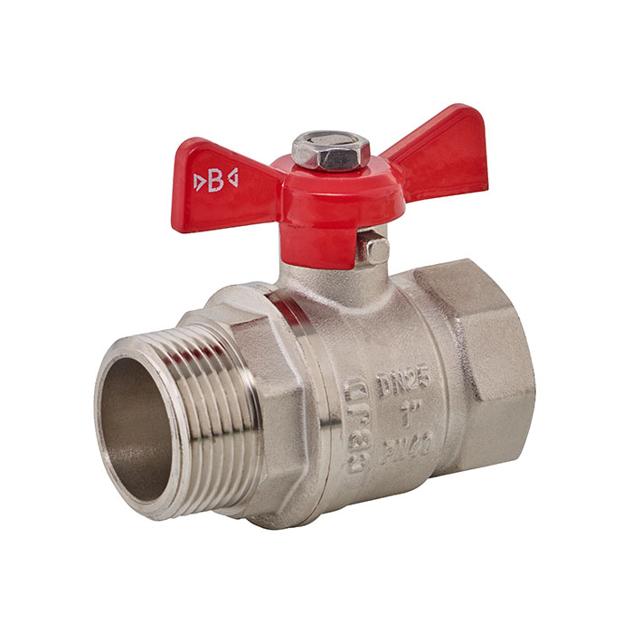 Kugelhahn roter Flügel Ms vernickelt IG x AG - Typ 1526 PN40