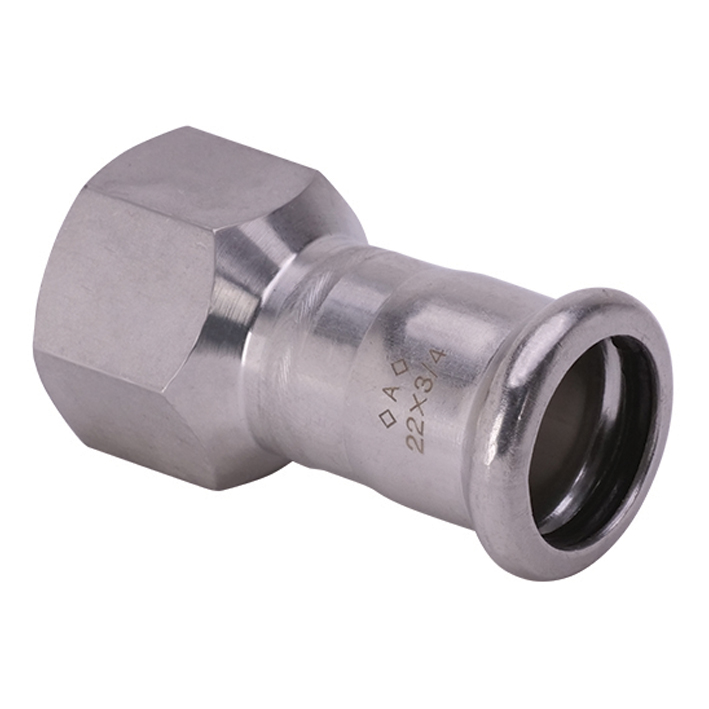 A Press Inox Übergangsmuffe mit zyl. IG (Rp), M-Kontur, 316L, PS26270G
