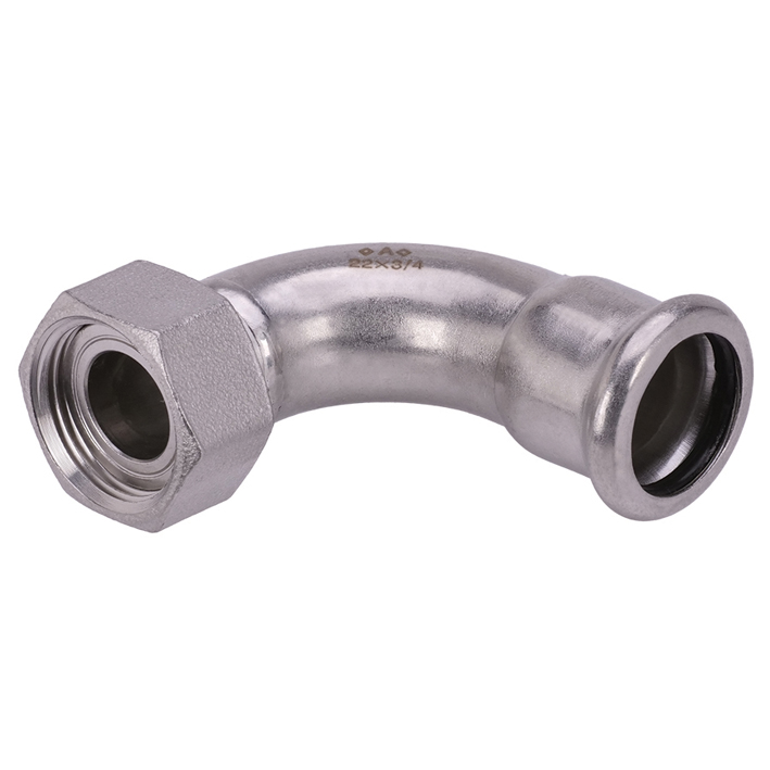 A Press Inox Bogen 90° Verschraubung zyl.IG (G) /I, M-Kontur, 316L, PS26002G