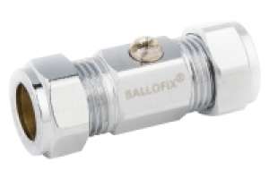 Ballofix chromé, sans poignée, raccord 2 x compression