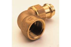B Press Raccord coudé 90° bronze à joint plat filetage V-Contour/f - Typ P4096G
