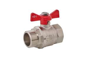 Kugelhahn roter Flügel Ms vernickelt IG x AG - Typ 1526 PN40