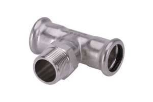 A Press Inox T-Stück mit kon. AG (R), M-Kontur, 316L, PS26133G
